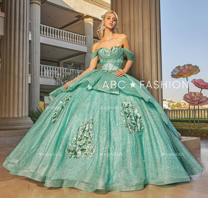 Off Shoulder Glitter Quinceanera Dress by Ragazza EV15-615