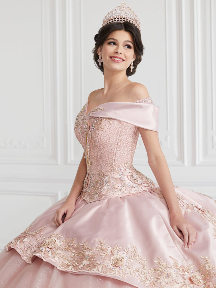 Off Shoulder Glitter Tulle Quinceanera Dress by LA Glitter 24069-Quinceanera Dresses-ABC Fashion