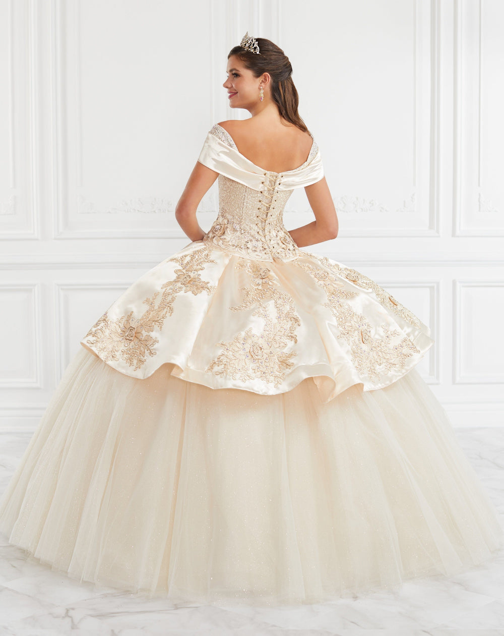 Off Shoulder Glitter Tulle Quinceanera Dress by LA Glitter 24069-Quinceanera Dresses-ABC Fashion