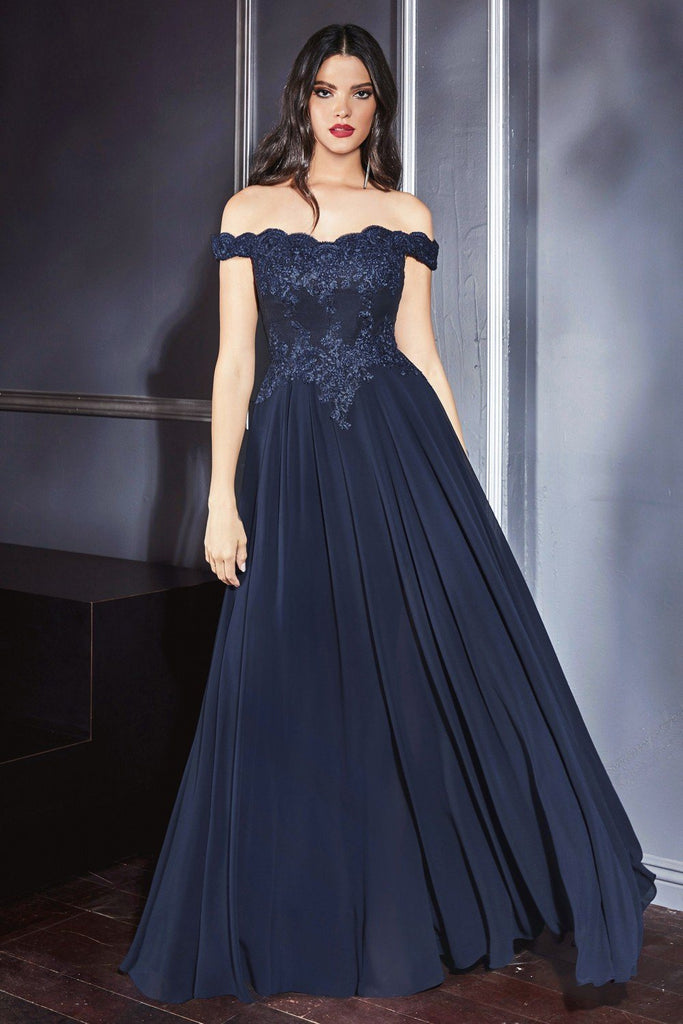 Navy lace off online the shoulder dress