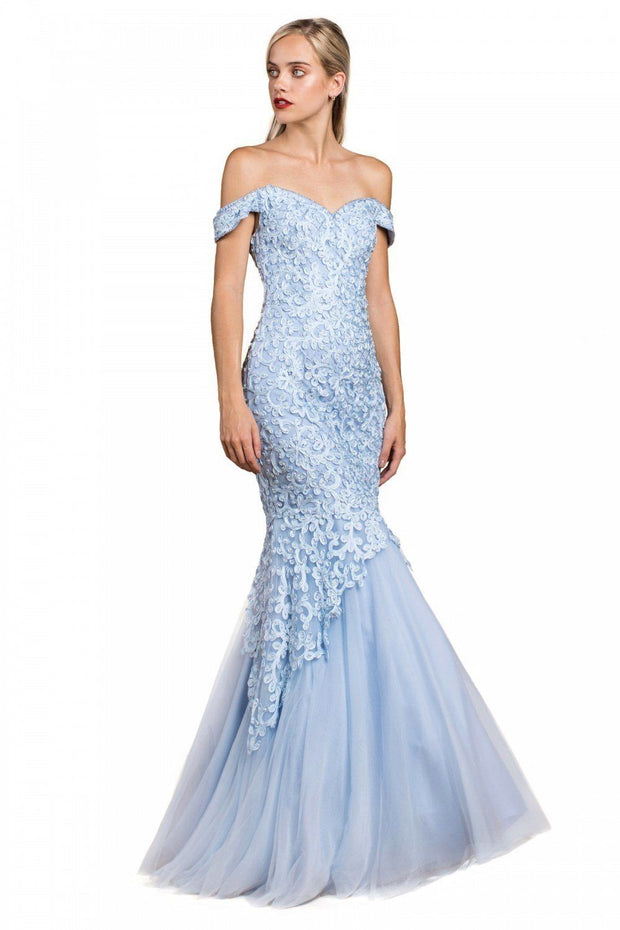 Off Shoulder Lace Mermaid Dress by Cinderella Divine A0401