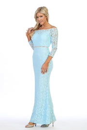 Off Shoulder Long Lace Dress with Sleeves by Celavie 6343L-Long Formal Dresses-ABC Fashion