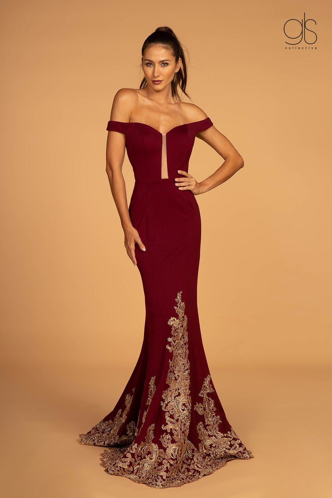 Off Shoulder Mermaid Dress with Appliques by Elizabeth K GL2658-Long Formal Dresses-ABC Fashion