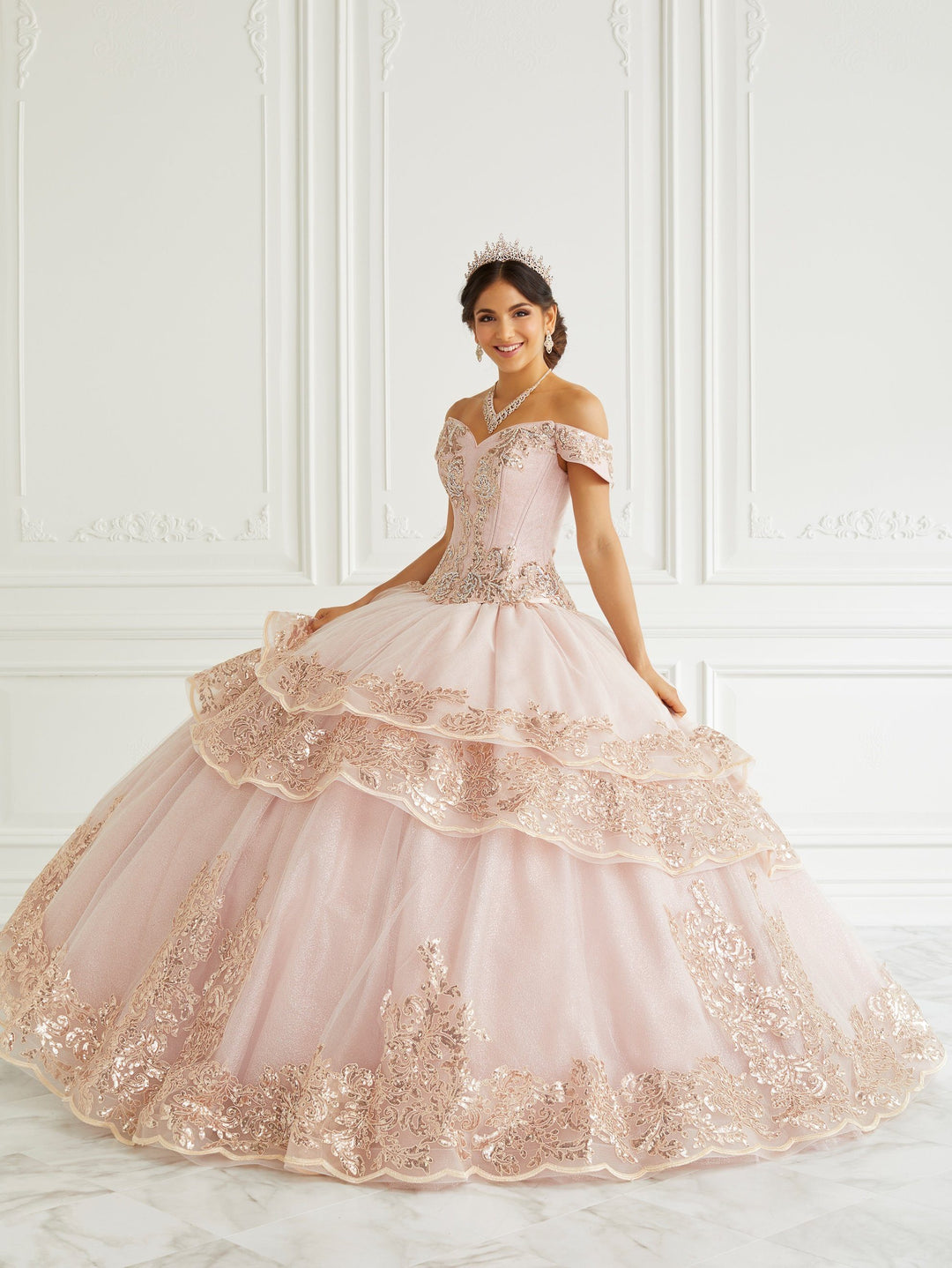 Off Shoulder Quinceanera Dress by LA Glitter 24091