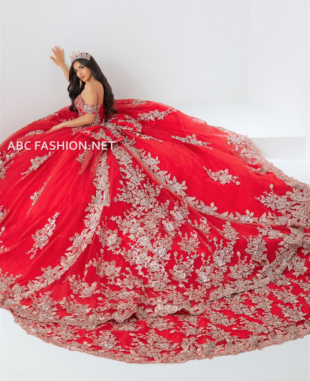 Off Shoulder Quinceanera Dress with Train by House of Wu 26022T