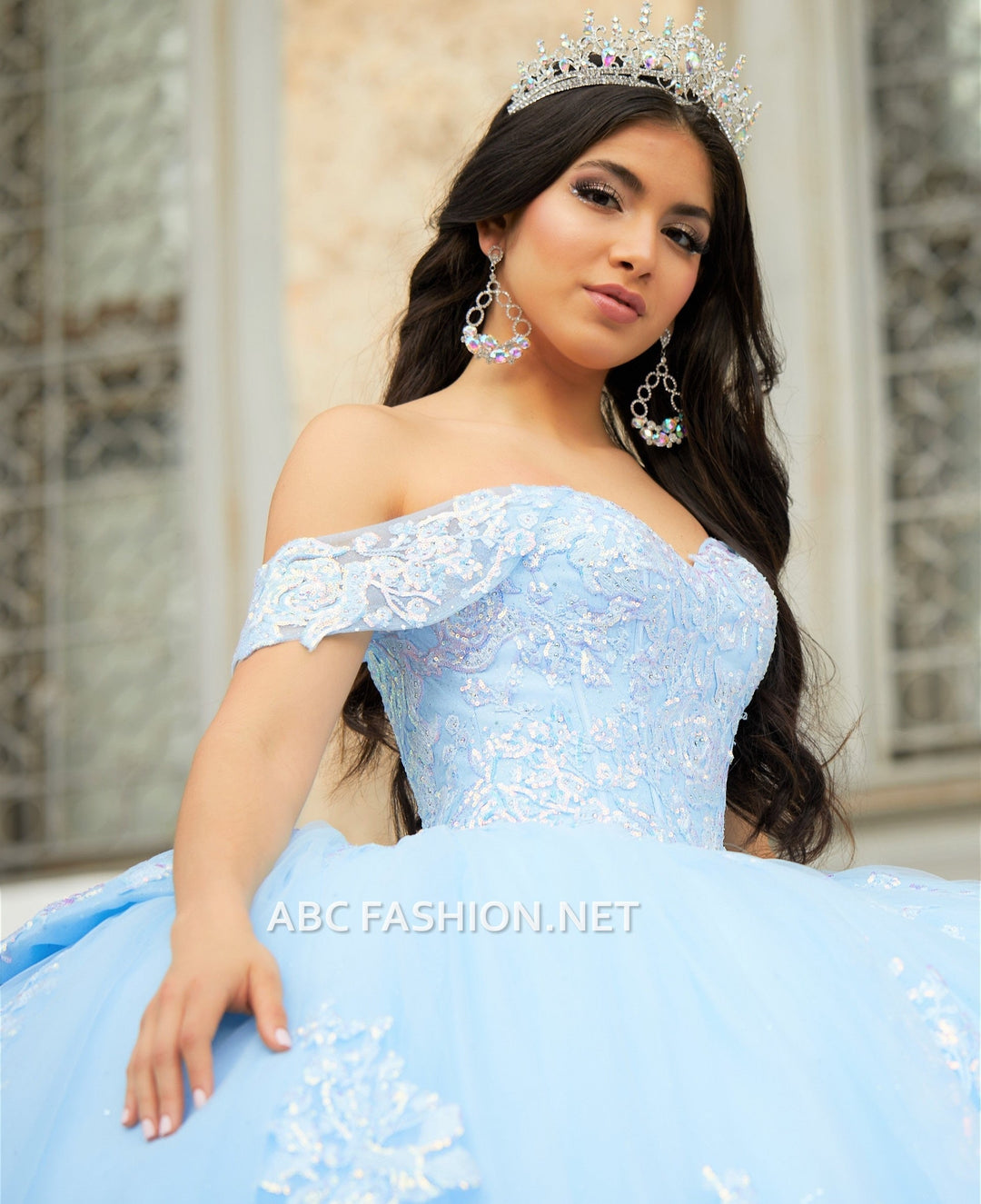 Off Shoulder Quinceanera Dress with Train by House of Wu 26022T