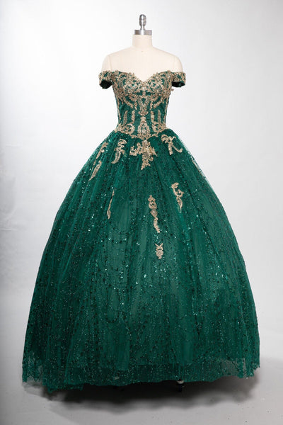 Off Shoulder Sweetheart Glitter Ball Gown by Coya L2753T