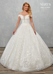 Off Shoulder Wedding Ball Gown by Mary's Bridal MB6075