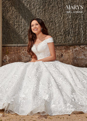Off Shoulder Wedding Ball Gown by Mary's Bridal MB6075