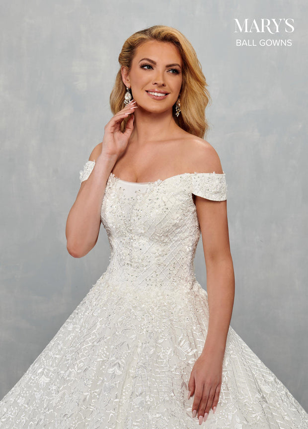 Off Shoulder Wedding Ball Gown by Mary's Bridal MB6075
