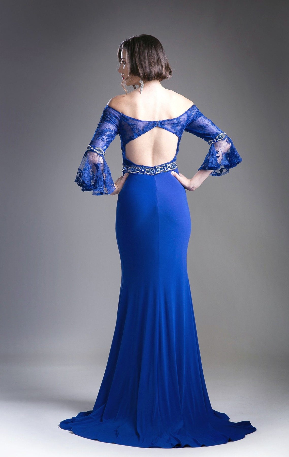 Long Off Shoulder Bell Sleeve Dress by Cinderella Divine 71241 – ABC ...