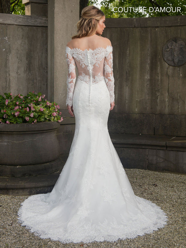 Off the Shoulder Mermaid Wedding Dress by Mary's Bridal MB4009-Wedding Dresses-ABC Fashion