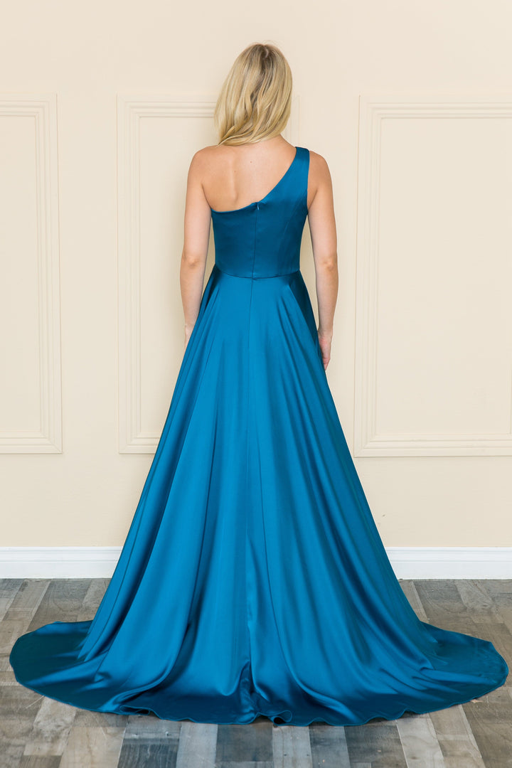 One Shoulder Charmeuse Gown by Poly USA 8912