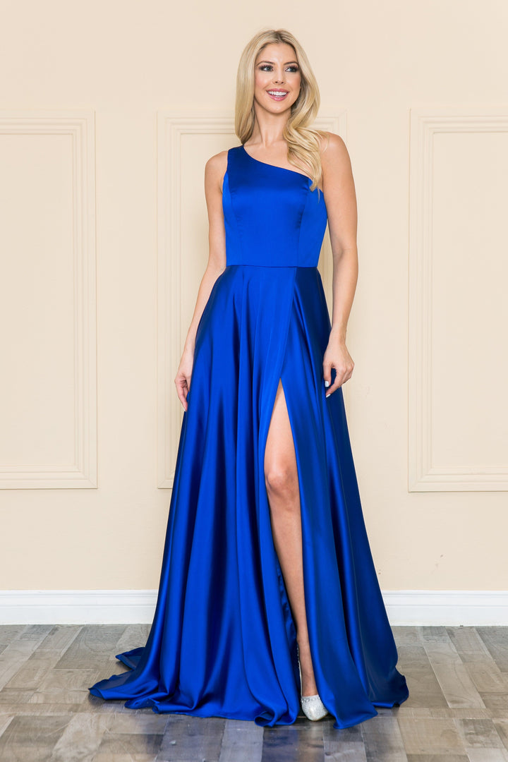 One Shoulder Charmeuse Gown by Poly USA 8912