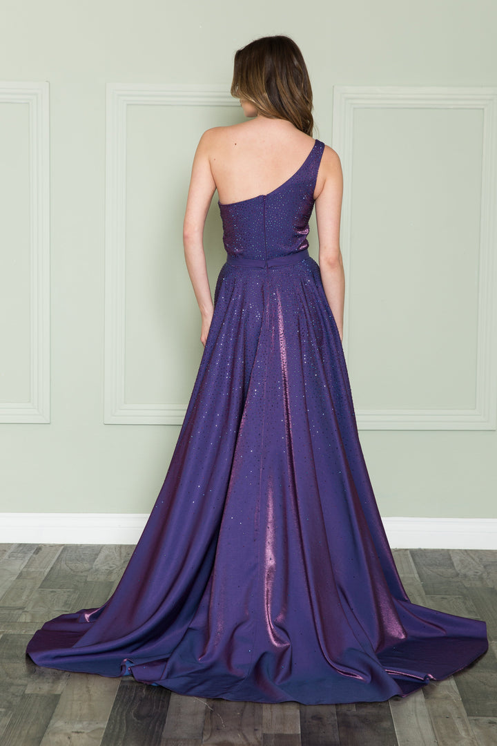 One Shoulder Iridescent Gown by Poly USA 8920