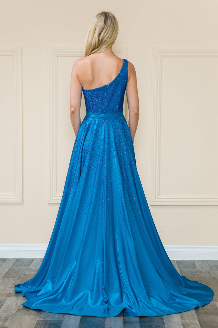 One Shoulder Iridescent Gown by Poly USA 8920