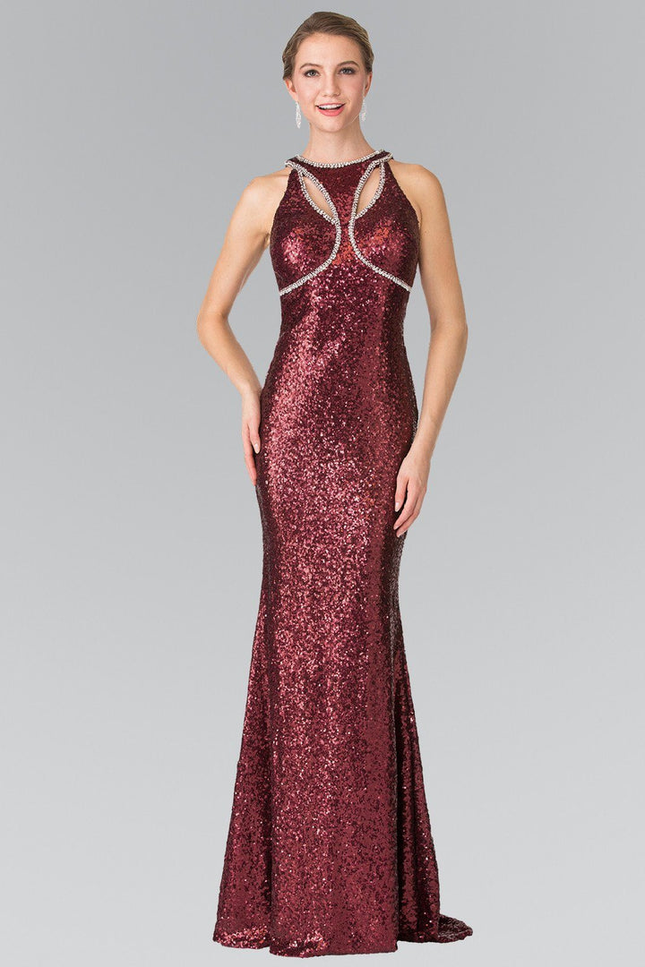 Open Back Sequined Dress with Jeweled Accents by Elizabeth K GL2217-Long Formal Dresses-ABC Fashion