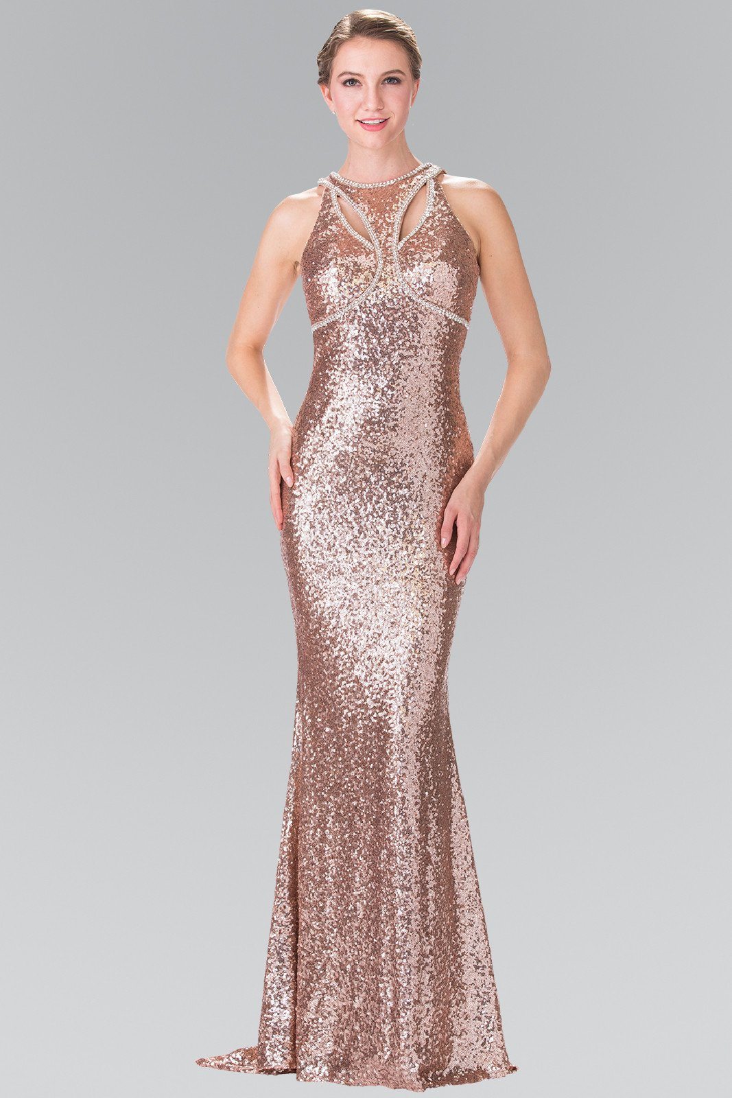 Open Back Sequined Dress with Jeweled Accents by Elizabeth K GL2217-Long Formal Dresses-ABC Fashion