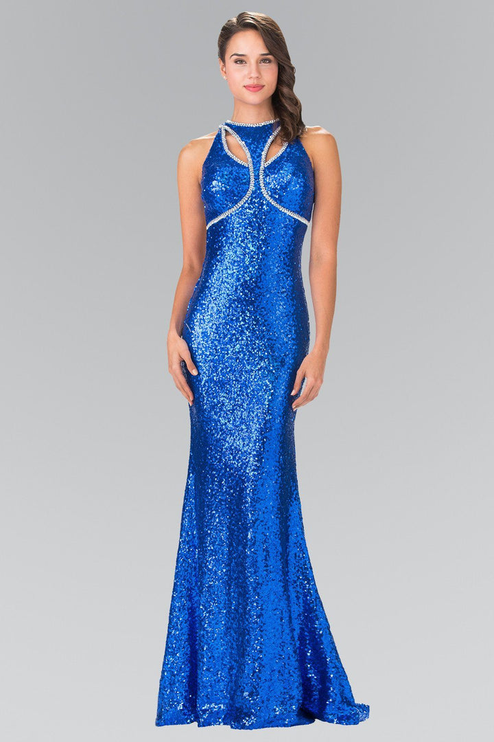Open Back Sequined Dress with Jeweled Accents by Elizabeth K GL2217-Long Formal Dresses-ABC Fashion