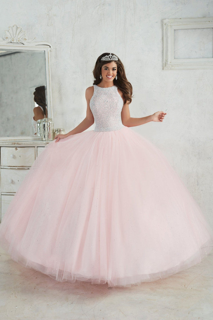 Pearl Beaded Halter Dress by House of Wu Fiesta Gowns Style 56318-Quinceanera Dresses-ABC Fashion