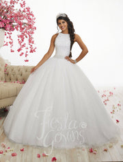 Pearl Beaded Halter Dress by House of Wu Fiesta Gowns Style 56318-Quinceanera Dresses-ABC Fashion