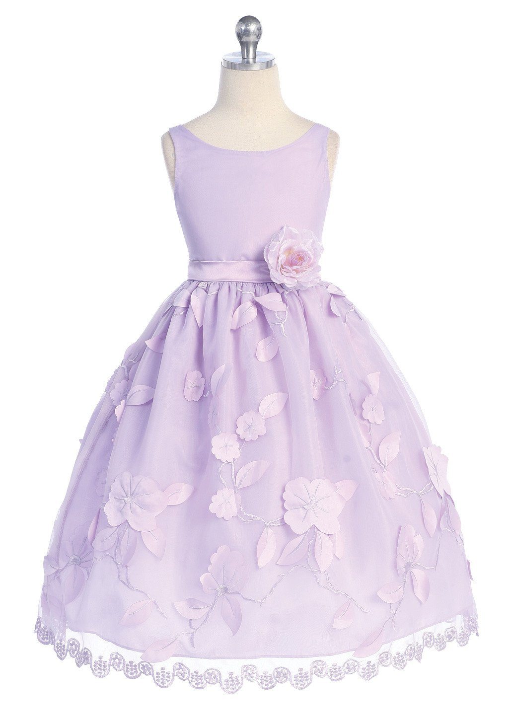 Pink Flower Girl Dresses with Floral Embroidery - 4 Colors-Girls Formal Dresses-ABC Fashion