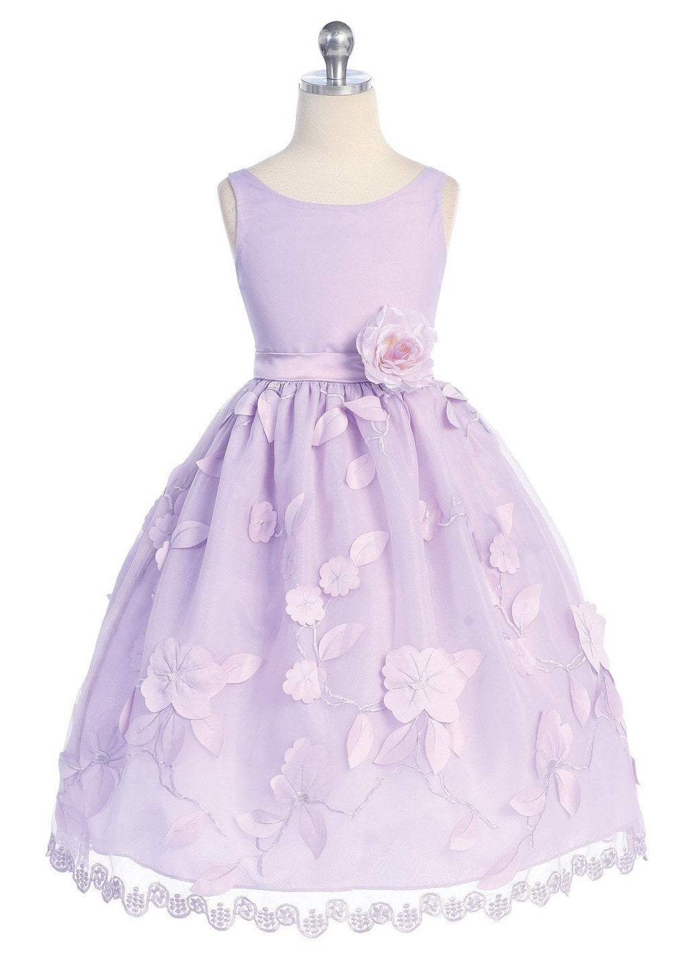 Pink Flower Girl Dresses with Floral Embroidery - 4 Colors-Girls Formal Dresses-ABC Fashion