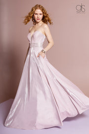 Pink Long Strapless Glitter A-Line Dress by Elizabeth K GL2674-Long Formal Dresses-ABC Fashion