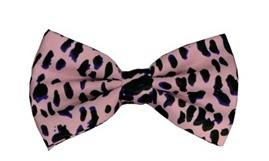 Pink/Black Leopard Print Bow Ties with Matching Pocket Squares-Men's Bow Ties-ABC Fashion