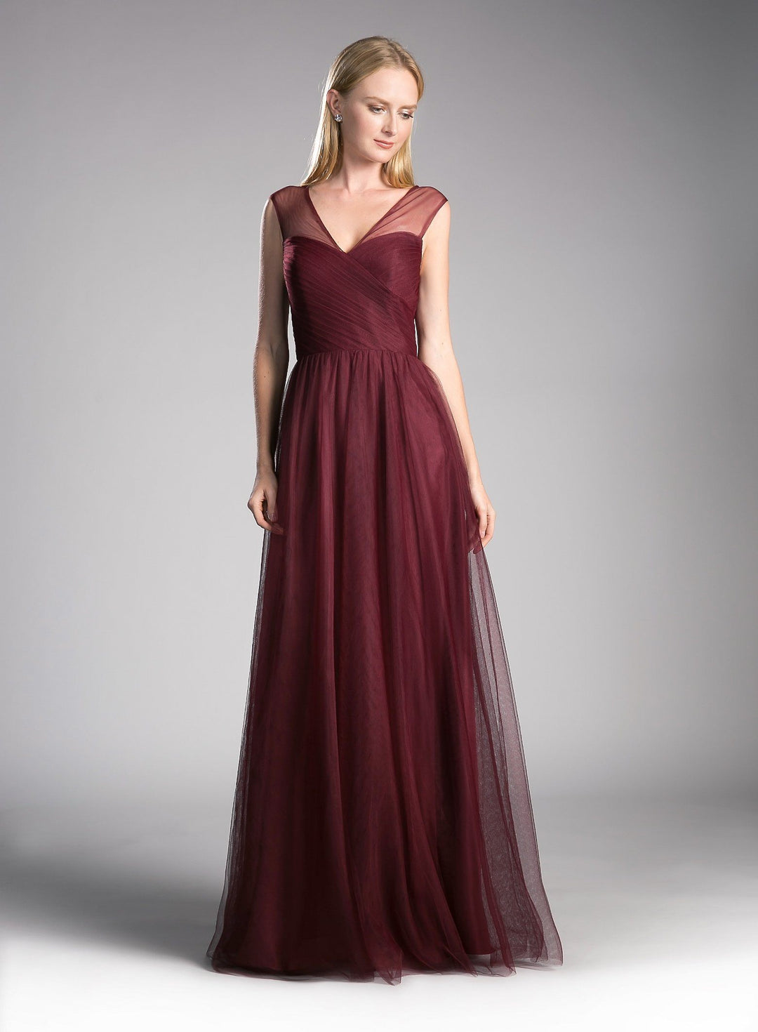 Pleated Long Sleeveless Sage Dress by Cinderella Divine ET320-Long Formal Dresses-ABC Fashion