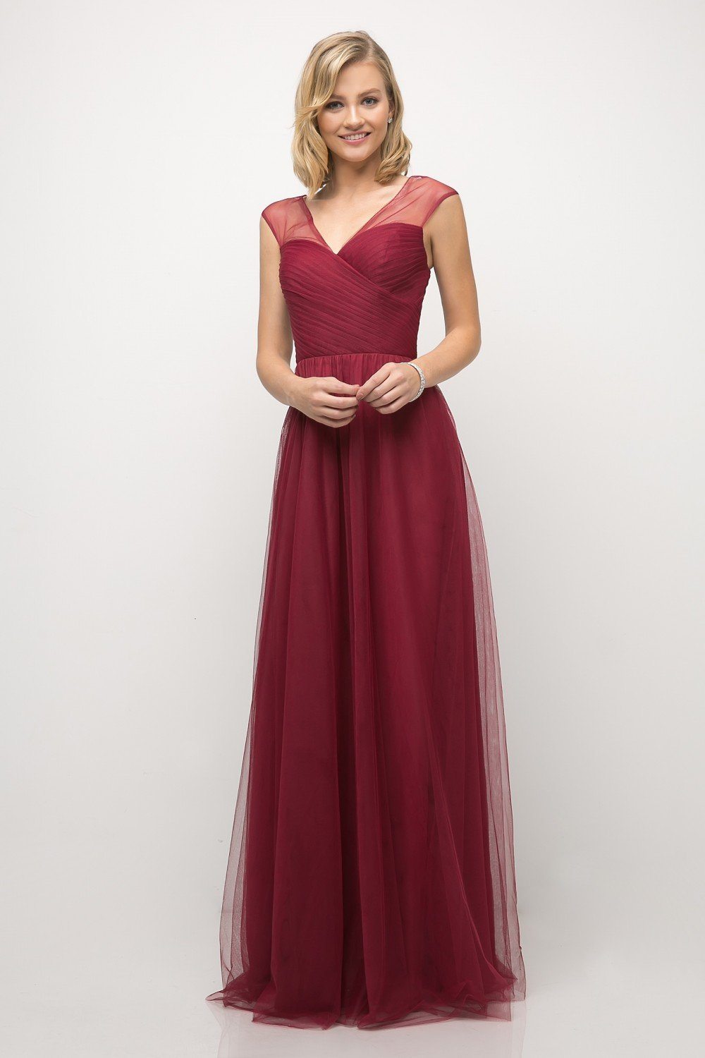 Pleated Long Sleeveless Sage Dress by Cinderella Divine ET320