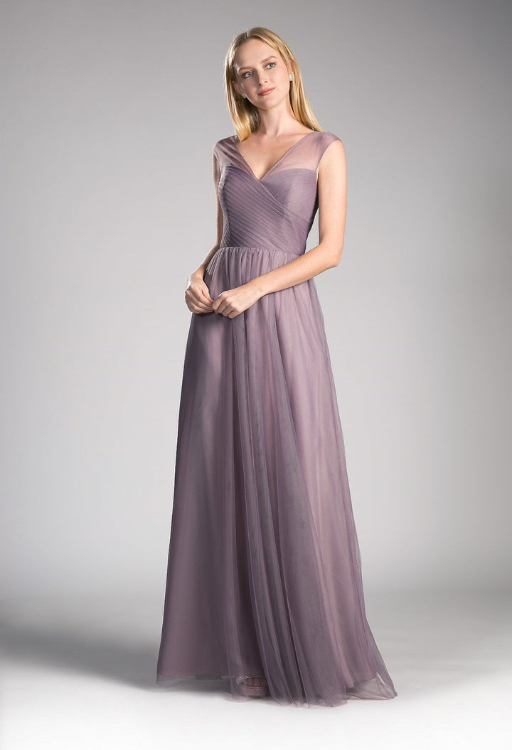 Pleated Long Sleeveless Sage Dress by Cinderella Divine ET320-Long Formal Dresses-ABC Fashion