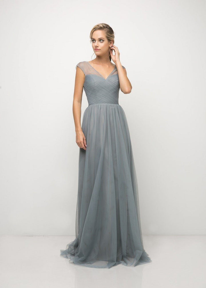 Pleated Long Sleeveless Sage Dress by Cinderella Divine ET320