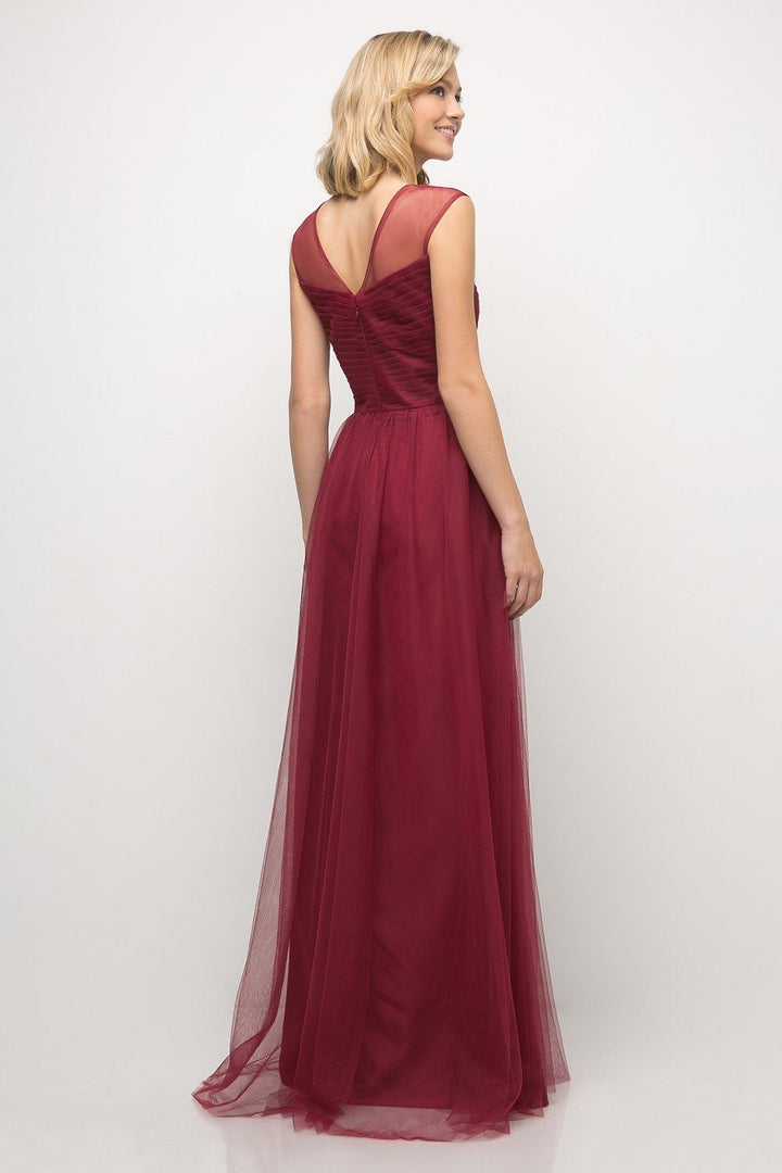 Pleated Long Sleeveless Sage Dress by Cinderella Divine ET320