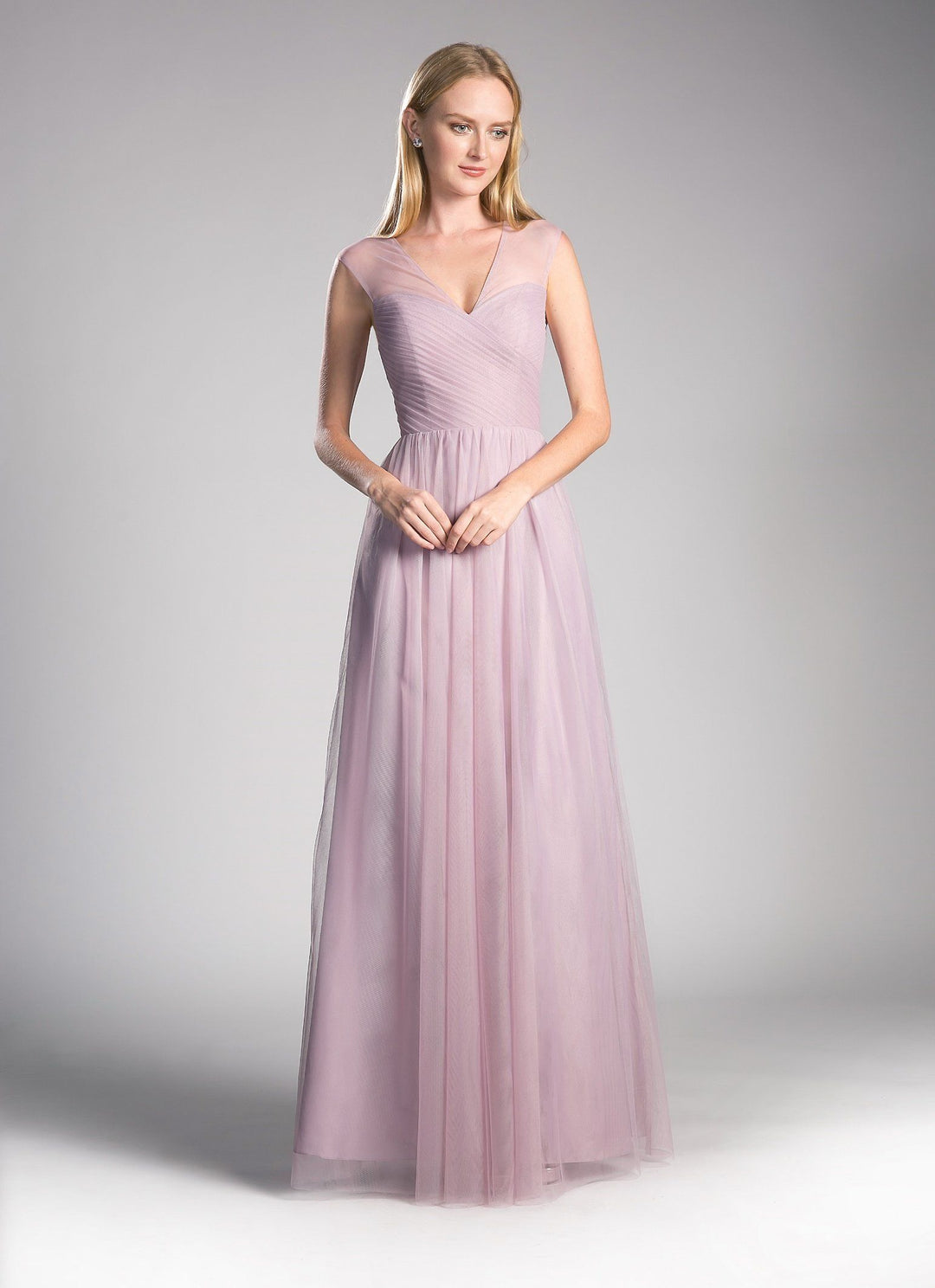 Pleated Long Sleeveless Sage Dress by Cinderella Divine ET320-Long Formal Dresses-ABC Fashion