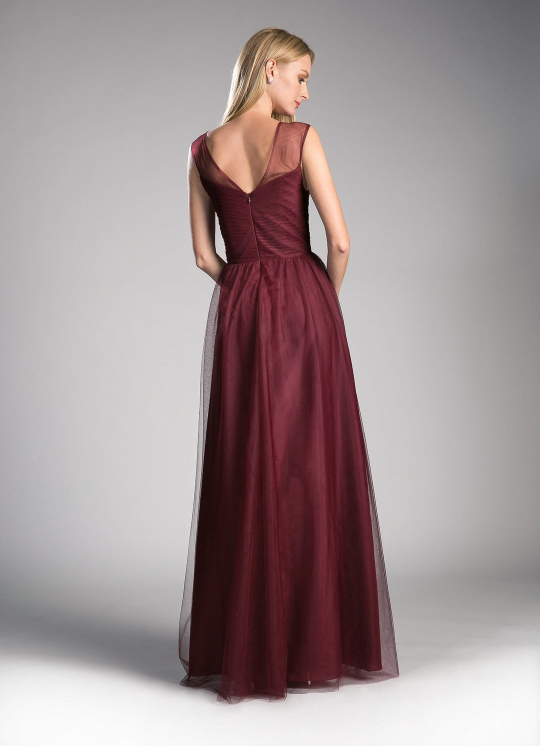 Pleated Long Sleeveless Sage Dress by Cinderella Divine ET320-Long Formal Dresses-ABC Fashion