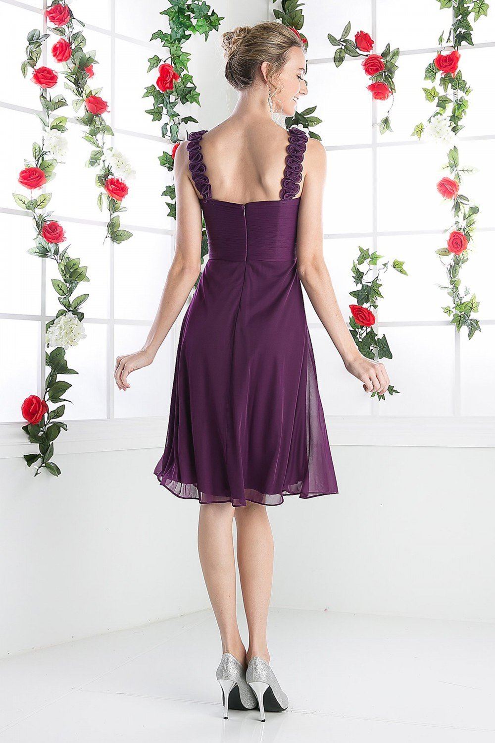 Pleated Short Sleeveless Dress by Cinderella Divine 3801