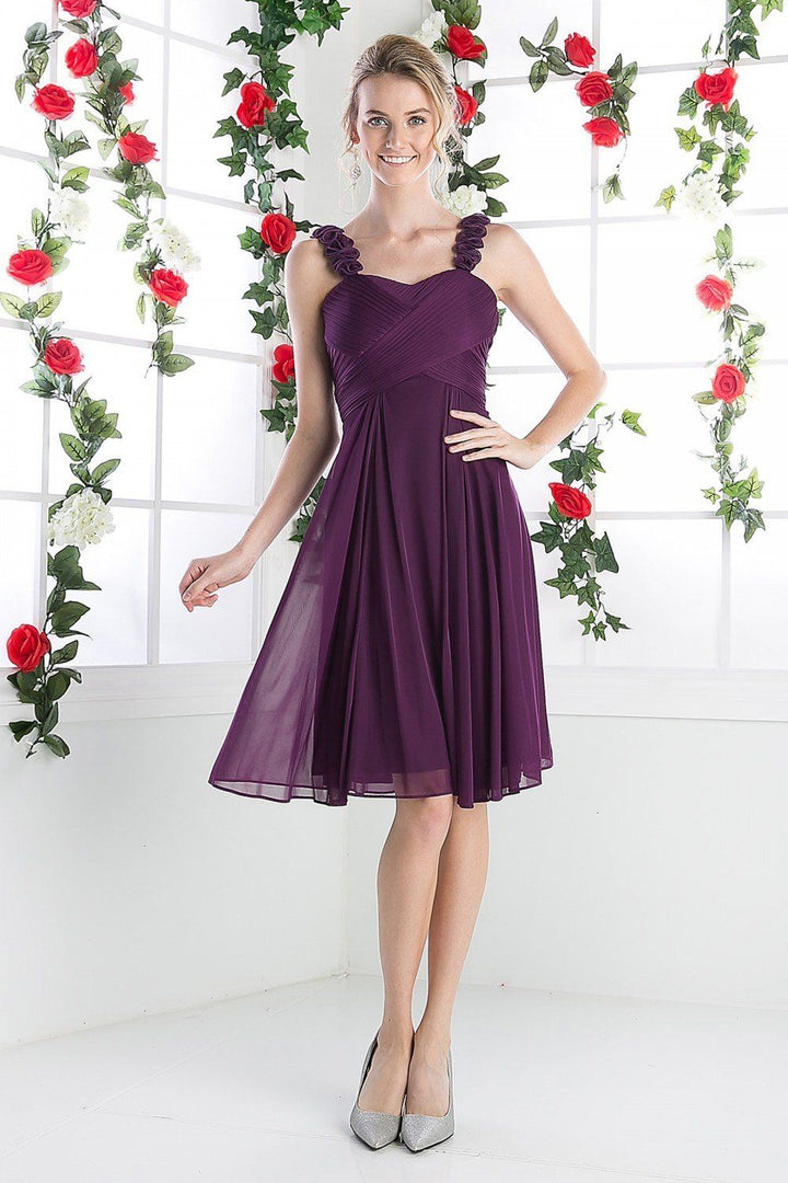 Pleated Short Sleeveless Dress by Cinderella Divine 3801
