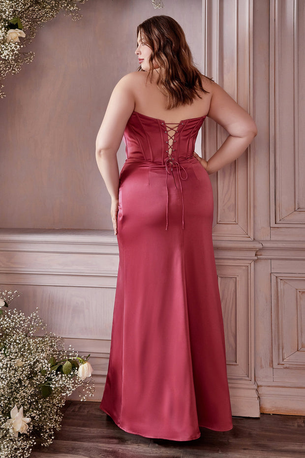 Plus Size Corset Satin Gown by Cinderella Divine 7484C – ABC Fashion