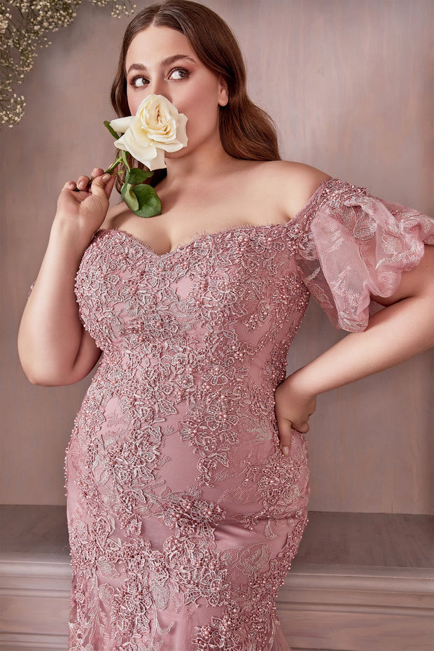 Pink lace dress deals plus size