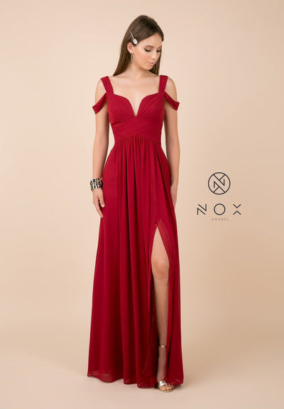 Plus Size Long A-line Cold Shoulder Dress by Nox Anabel Y277P-Long Formal Dresses-ABC Fashion