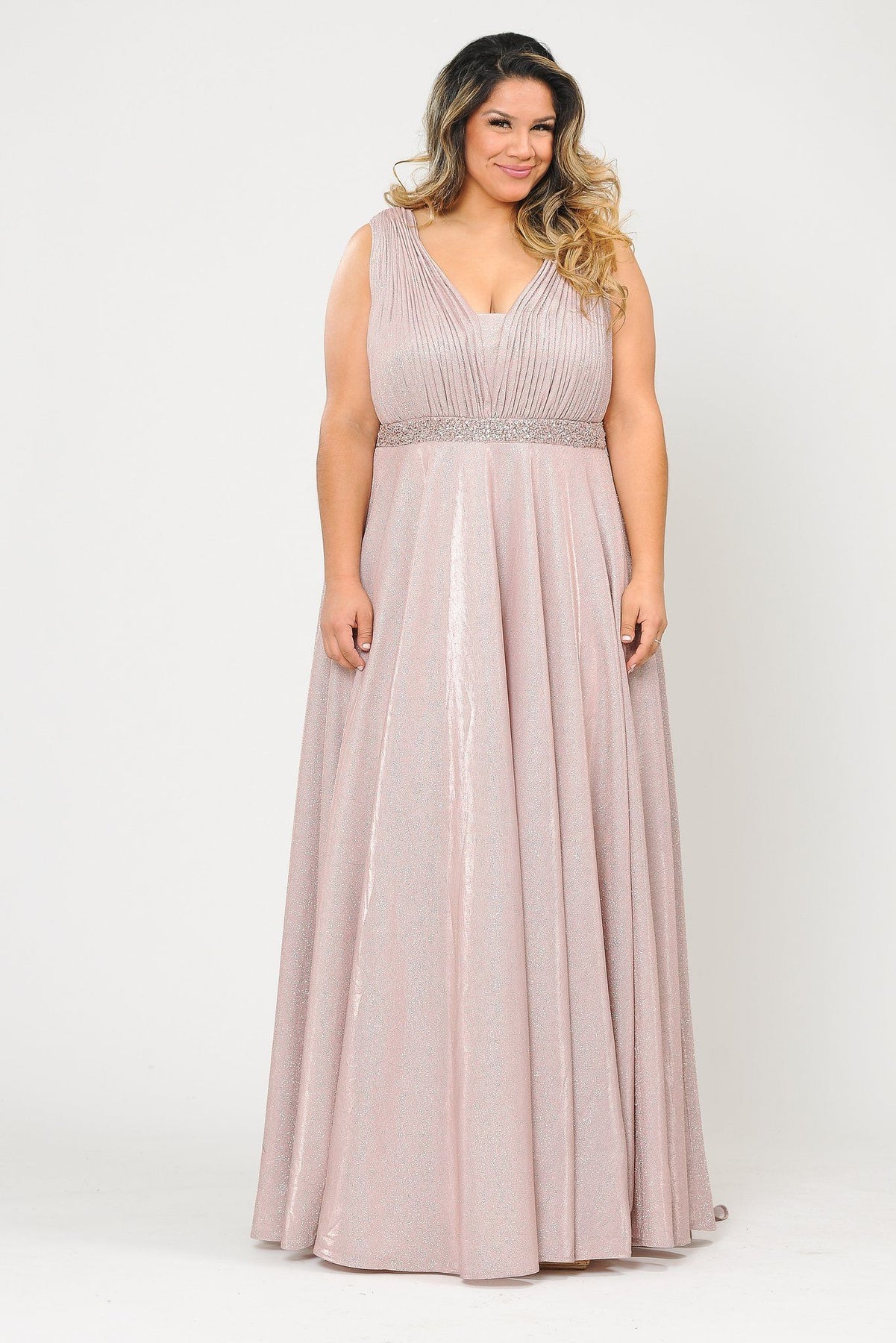 Plus Size Long Iridescent Glitter Dress by Poly USA W1082 – ABC Fashion