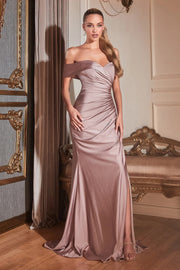 Plus Size Long Off Shoulder Fitted Dress by Cinderella Divine KV1050