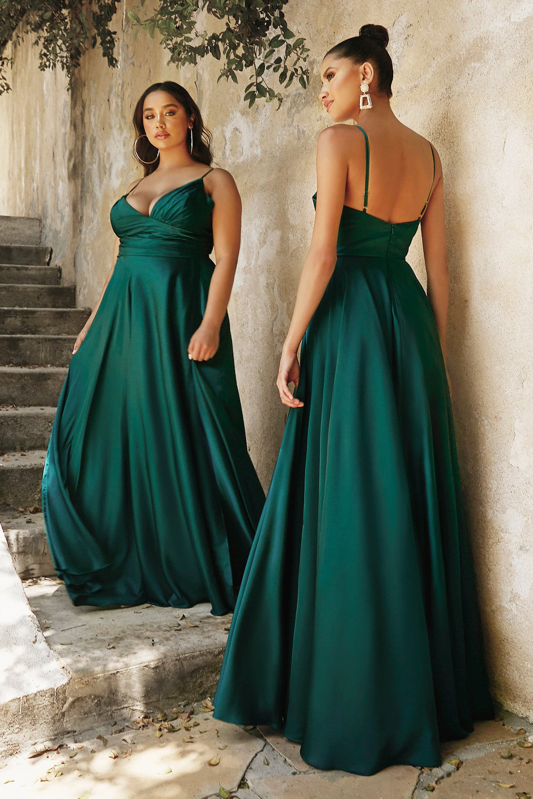 Plus Size Long Satin Sweetheart Dress by Cinderella Divine 7485C - Outlet
