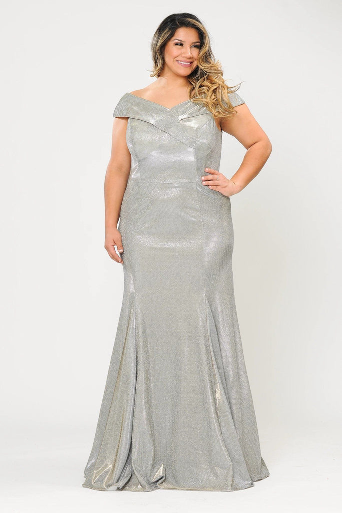 Plus Size Off Shoulder Glitter Mermaid Dress by Poly USA W1042 ABC Fashion Plus Size Off Shoulder Glitter Mermaid Dress by Poly USA W1042 ABC Fashion