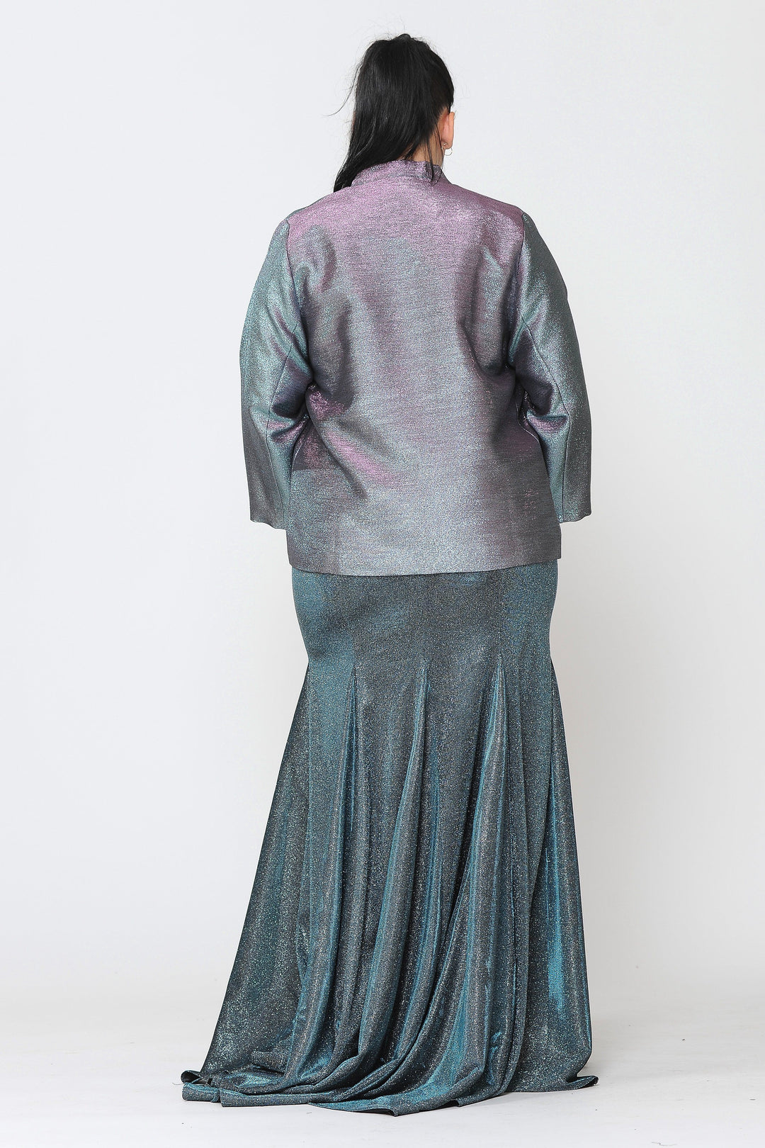 Plus Size Two Tone Metallic Formal Jacket by Poly USA JK1908-Long Formal Dresses-ABC Fashion