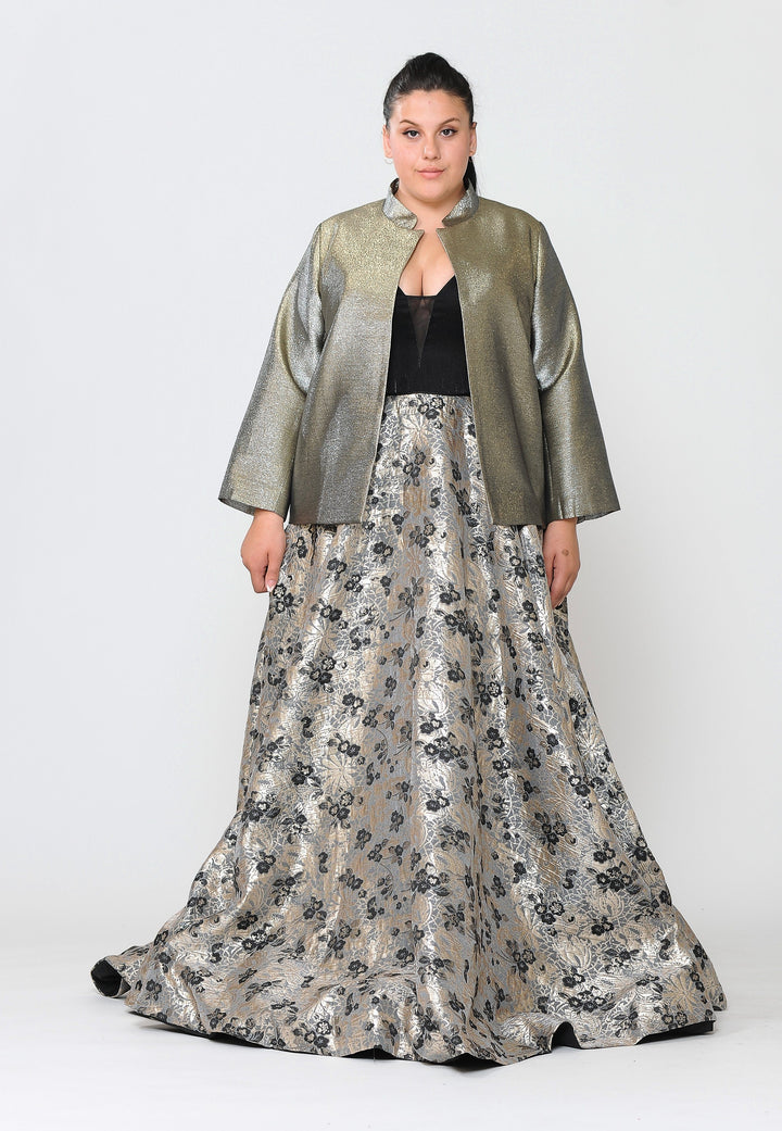 Plus Size Two Tone Metallic Formal Jacket by Poly USA JK1908-Long Formal Dresses-ABC Fashion