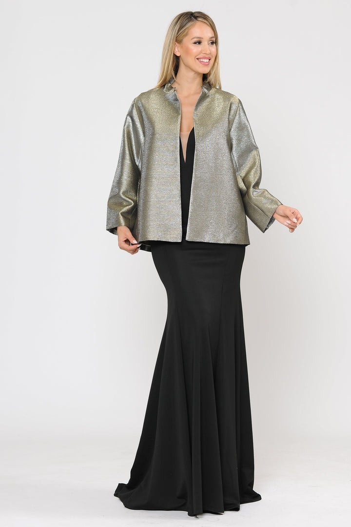 Plus Size Two Tone Metallic Formal Jacket by Poly USA JK1908