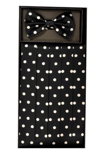 Polka Dot Silk Satin Cummerbund and Bow Tie Set-Men's Cummerbund-ABC Fashion