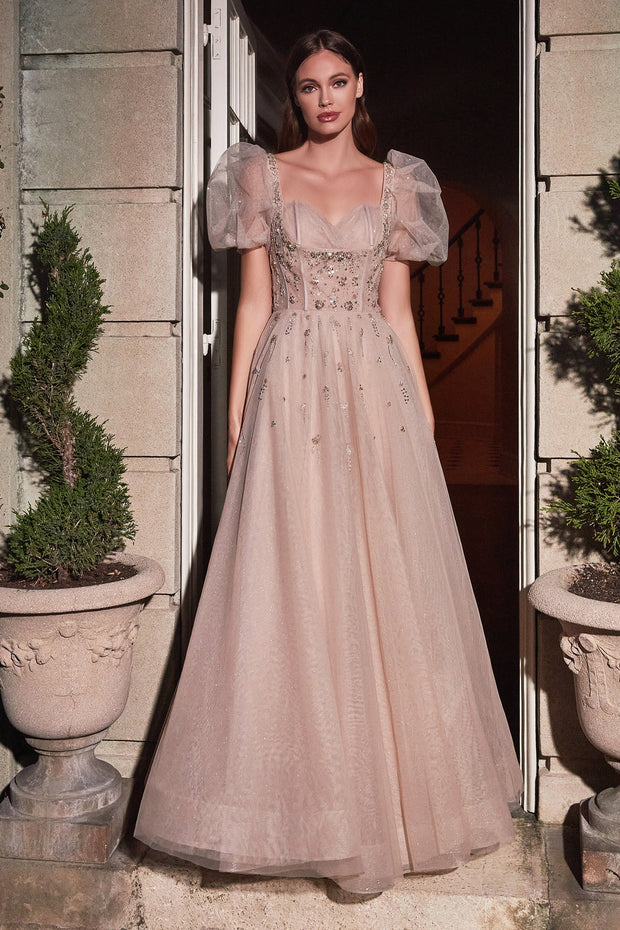 Puff Sleeve Ball Gown by Cinderella Divine B711
